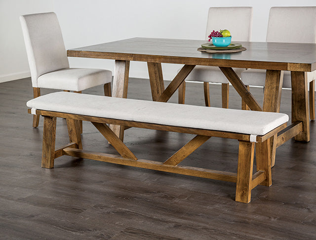 Losone Bench w/ Cushion - White/Brown