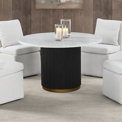 Varde Round Dining Marble Table - Black/White