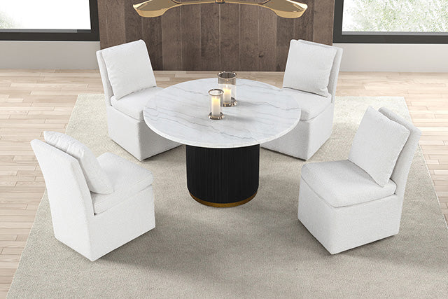 Varde Round Dining Marble Table - Black/White
