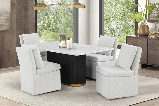 Morges Rect Dining Marble Table - Black/White