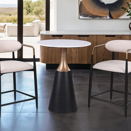 Streatham 3 Pc Counter Ht Table Set - Black/White/Gold
