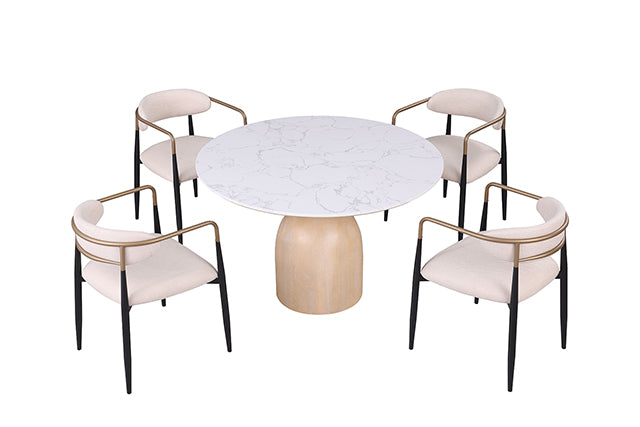 Neasden Dining Table - Natural/Black/White