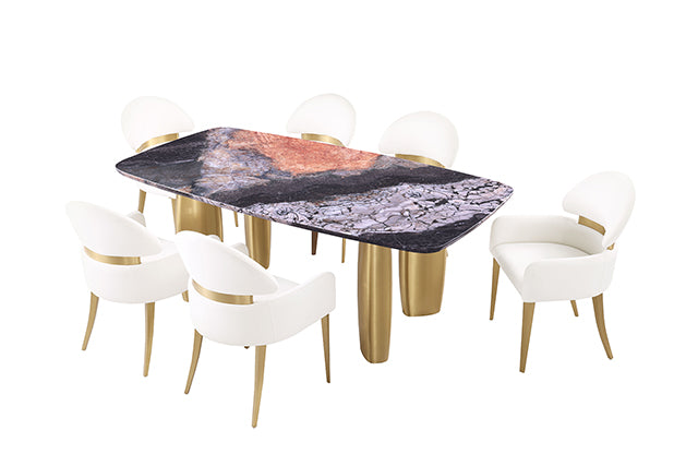 Northolt 5 Pc Dining Table Set - Black/Gray/Matte Gold