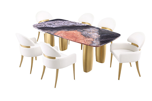 Northolt 5 Pc Dining Table Set - Black/Gray/Matte Gold