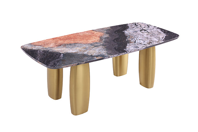 Northolt 5 Pc Dining Table Set - Black/Gray/Matte Gold