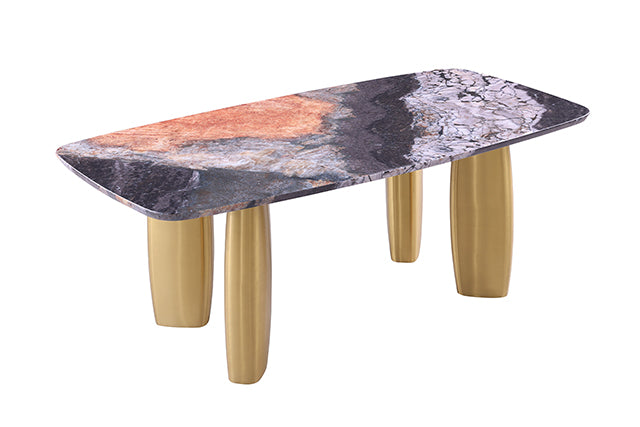 Northolt 5 Pc Dining Table Set - Black/Gray/Matte Gold