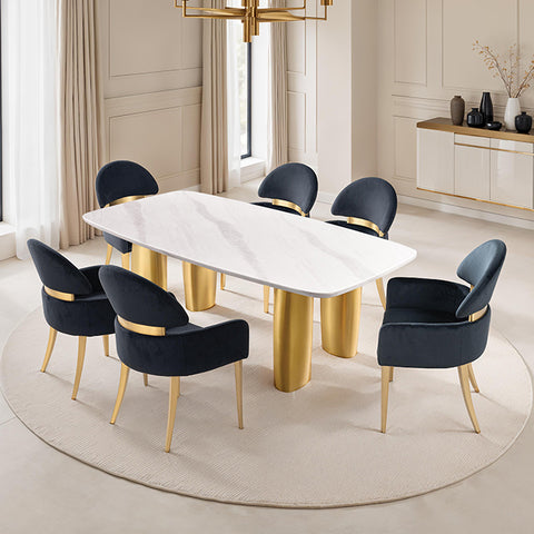 Northall 7 Pc Dining Table Set - Black/White/Gold