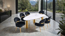 Northam 7 Pc. Dining Table Set W/ Black Chair - White/Matte Gold