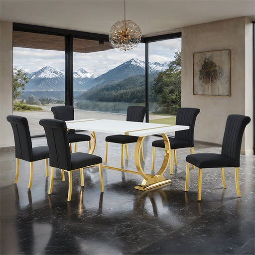 Holbaek 5 Pc 80" Dining Table Set - Black/Gold