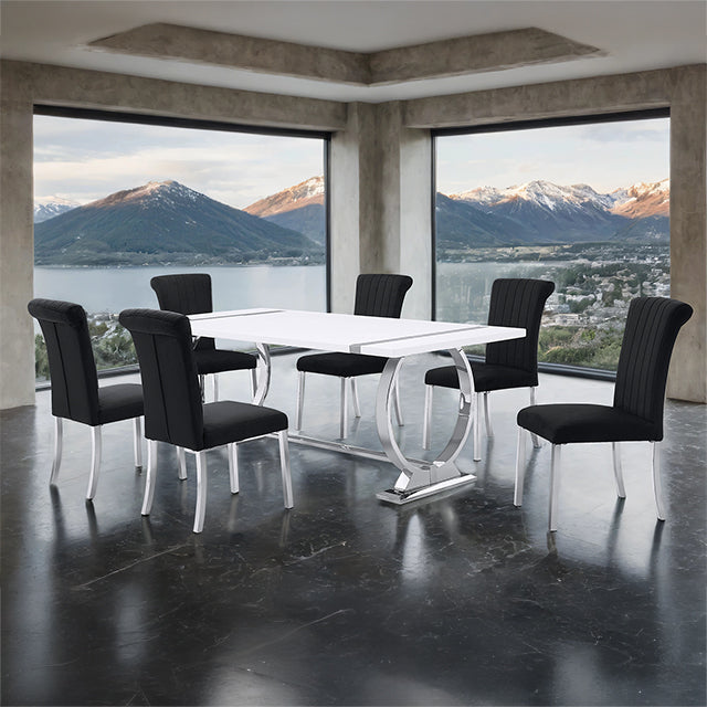 Holbaek 5 Pc 80" Dining Table Set - Silver/Black