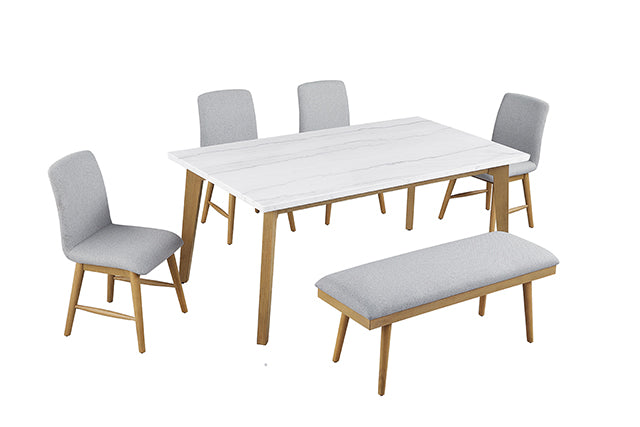 Mandier 6 Pc. Dining Table Set w/ Bench - Natural
