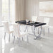 Horley 60" Dining Table, Silver Frame - Silver/Black