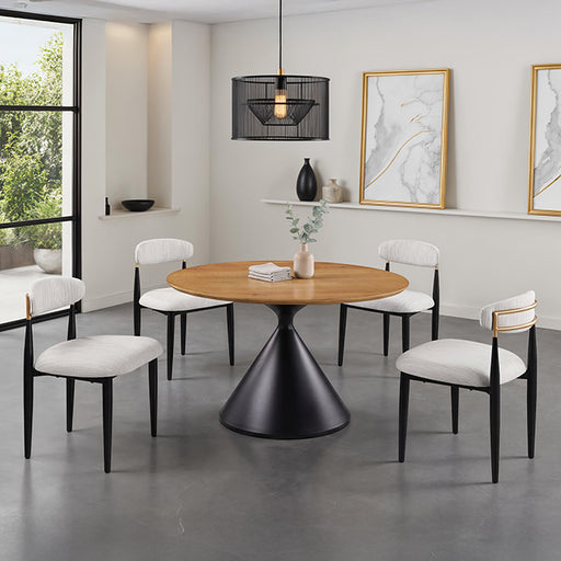 Athan Round Dining Table - Oak/Black