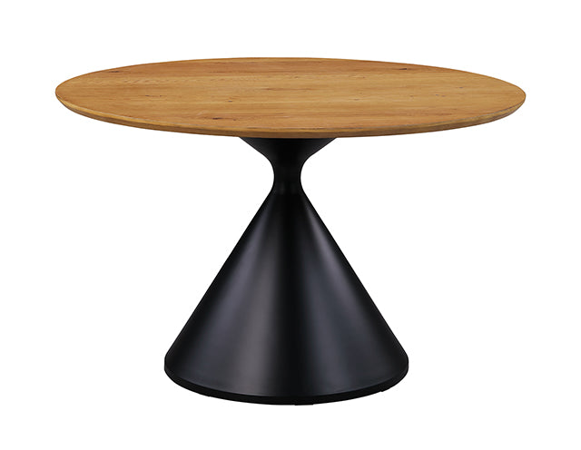 Athan Round Dining Table - Oak/Black