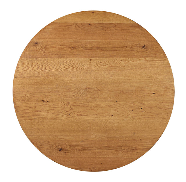 Athan Round Dining Table - Oak/Black