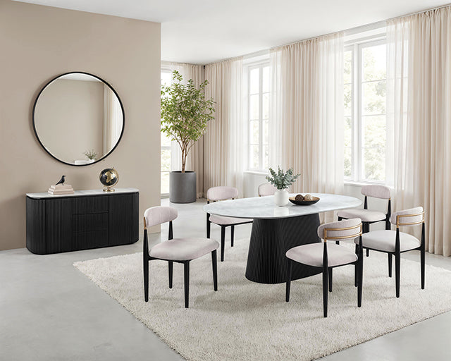 Lynton Oval Dining Table - Black/White