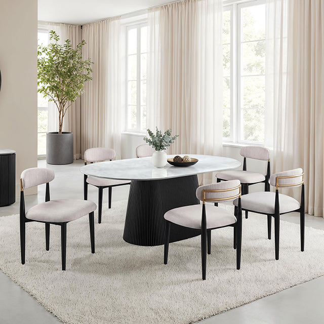 Lynton Oval Dining Table - Black/White