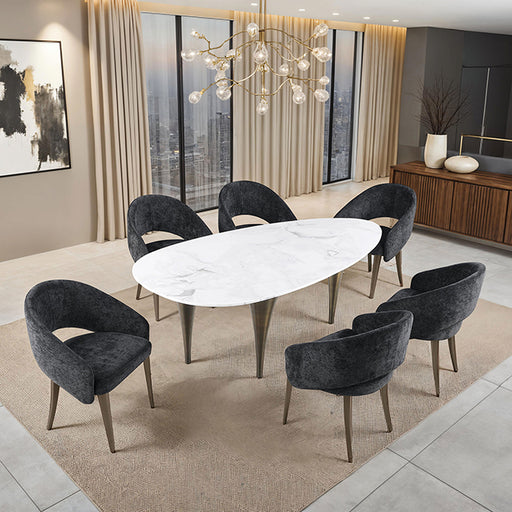 Ciaran Oval Dining Table - Black/White