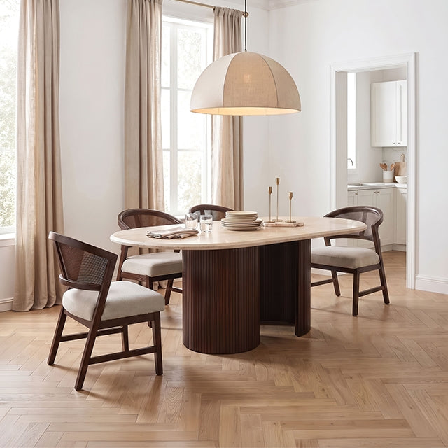 Narvik 5 Pc. Dining Table Set - Light Beige/Walnut / 5 Pc. Dining Table Set (FM37026BG-OT-5PC-DW)
