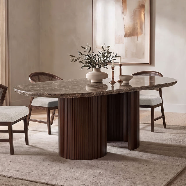 Narvik Oval Dining Table - Dark Brown/Walnut