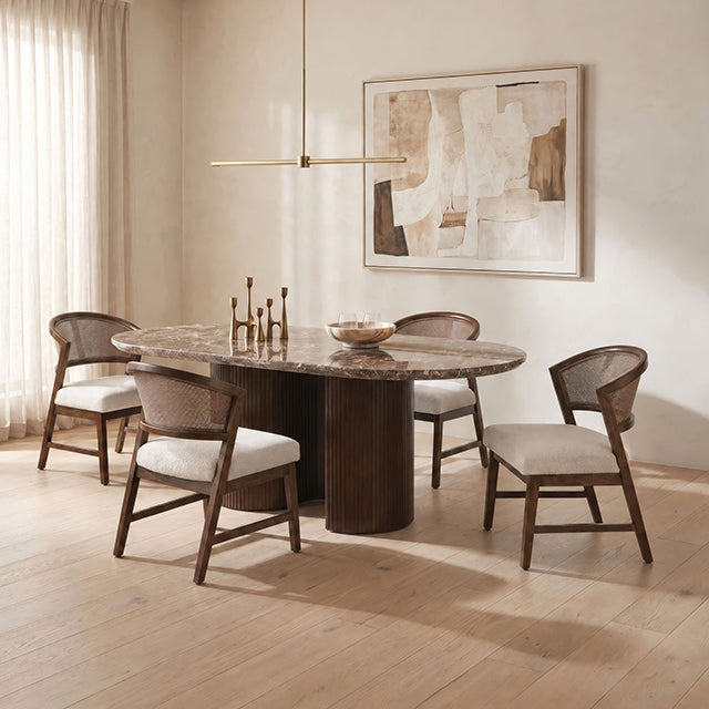 Narvik 5 Pc. Dining Table Set - Dark Brown/Walnut / 5 Pc. Dining Table Set (FM37026BR-OT-5PC-DW)