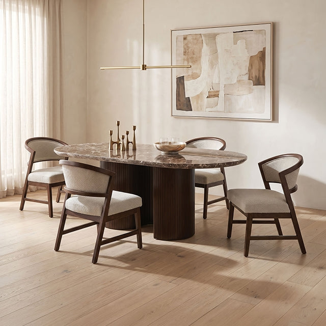 Narvik 5 Pc. Dining Table Set - Dark Brown/Walnut / 5 Pc. Dining Table Set (FM37026BR-OT-5PC-WH)
