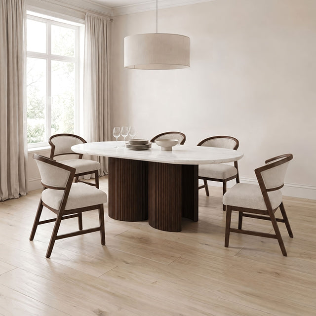 Narvik 5 Pc. Dining Table Set - White/Walnut / 5 Pc. Dining Table Set (FM37026WH-OT-5PC-WH)