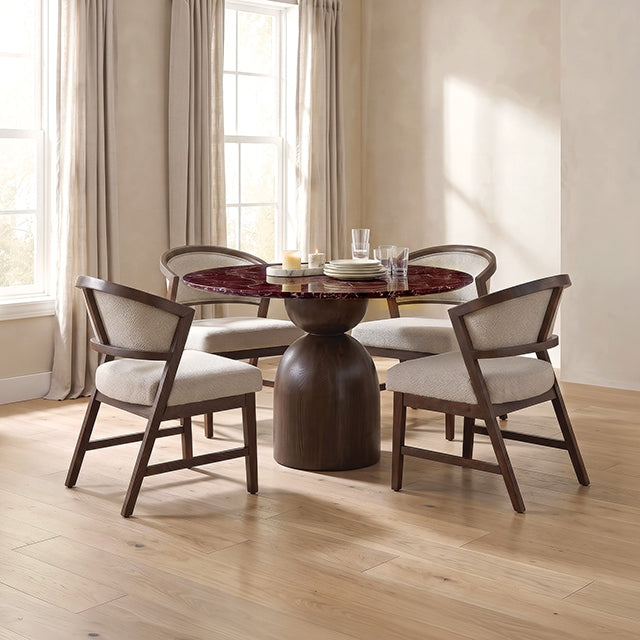 Cirava 5 Pc. Dining Table Set - Red/Walnut / 5 Pc. Dining Table Set (FM37027RD-RT-5PC-WH)