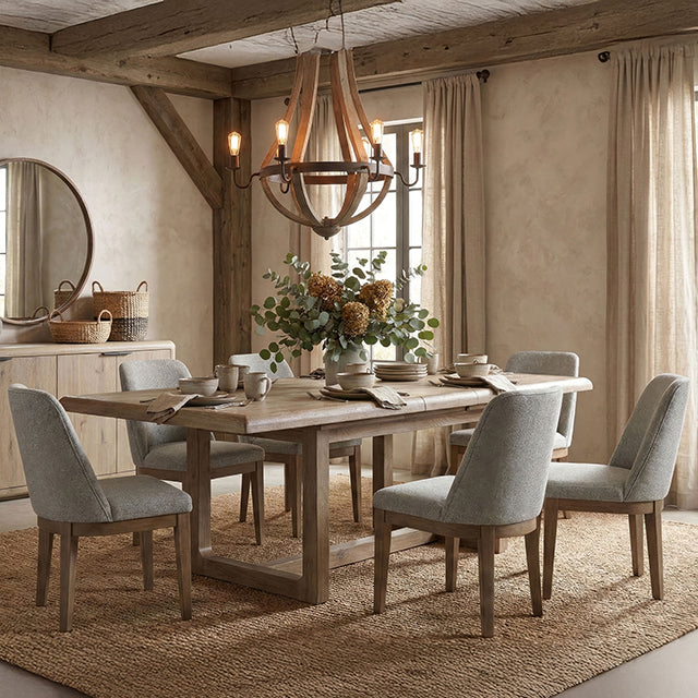 Solenne Arc 7 Pc. Dining Set - Knotty Grained Oak