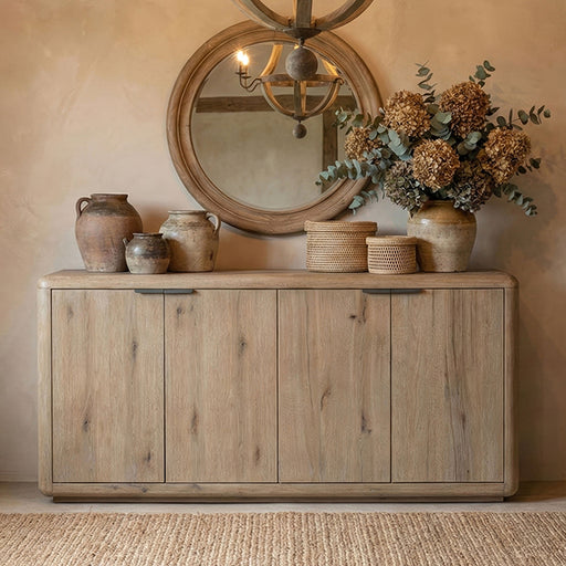 Solenne Arc 4 Door Cabinet - Knotty Grained Oak