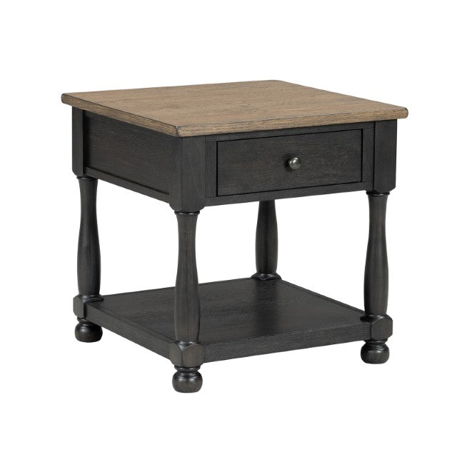 Neue Mills End Table - Weathered Black/Brown