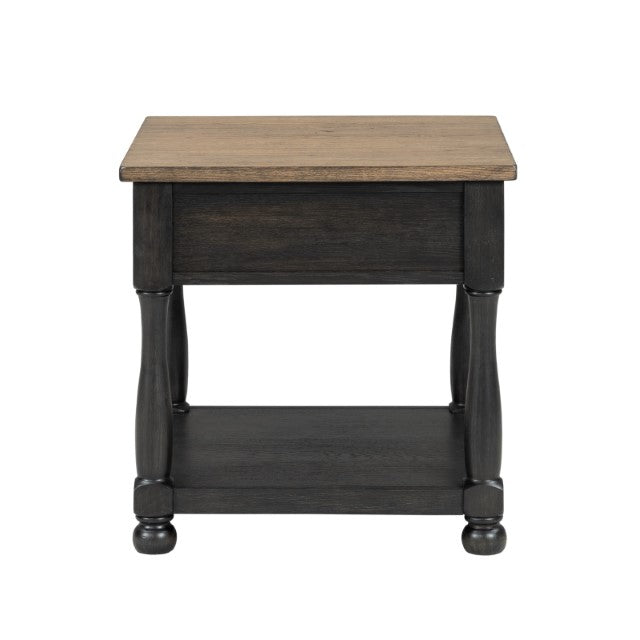 Neue Mills End Table - Weathered Black/Brown