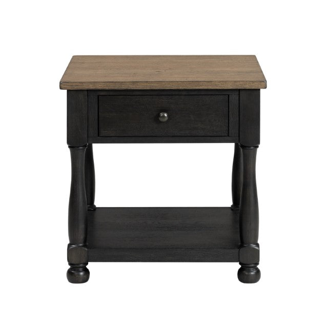 Neue Mills End Table - Weathered Black/Brown