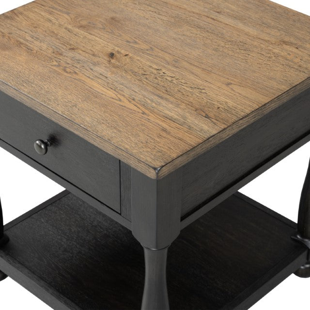 Neue Mills End Table - Weathered Black/Brown