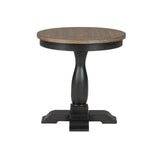 Neue Mills Round End Table - Weathered Black/Brown