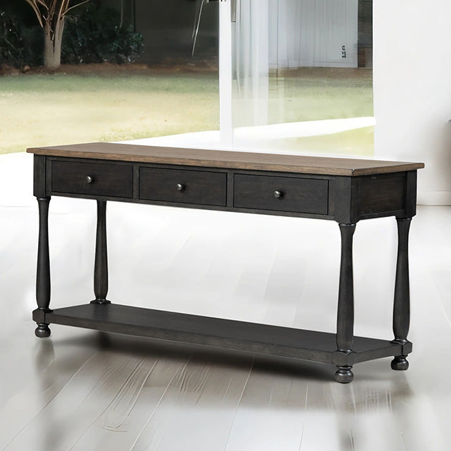 Neue Mills Sofa Table - Weathered Black/Brown