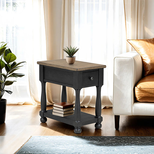 Neue Mills Chairside Table - Weathered Black/Brown
