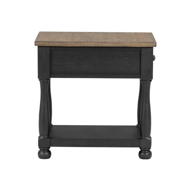 Neue Mills Chairside Table - Weathered Black/Brown