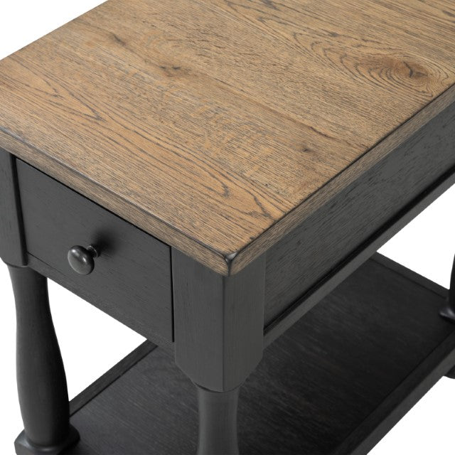 Neue Mills Chairside Table - Weathered Black/Brown