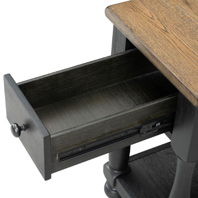 Neue Mills Chairside Table - Weathered Black/Brown