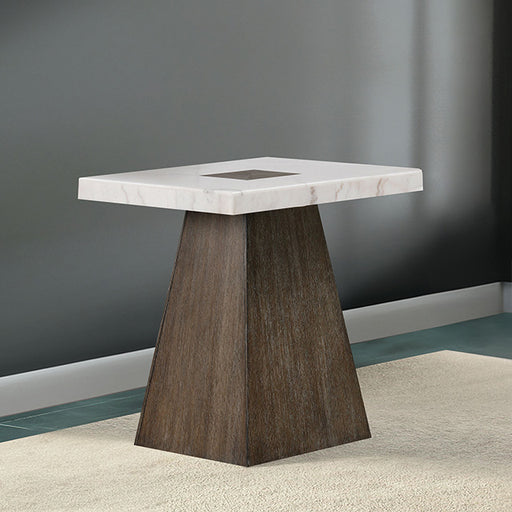 Grasten Square End Table - White/Dark Walnut