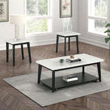 Thisted Rectangle Marble Coffee Table w/ Casters - Black/White