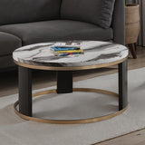 Bogor Round Cocktail Table - Black/White/Gold