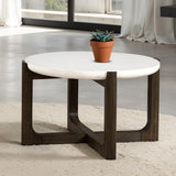 Vellara 25" Cocktail Table w/ Stone Top - Dark Walnut