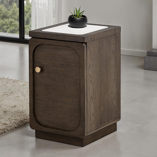 Vellara Chairside Table - Dark Walnut