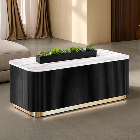 Virden Rectangle Cocktail Table - Black/White/Gold