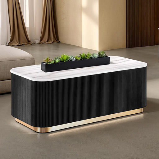Virden Rectangle Cocktail Table - Black/White/Gold