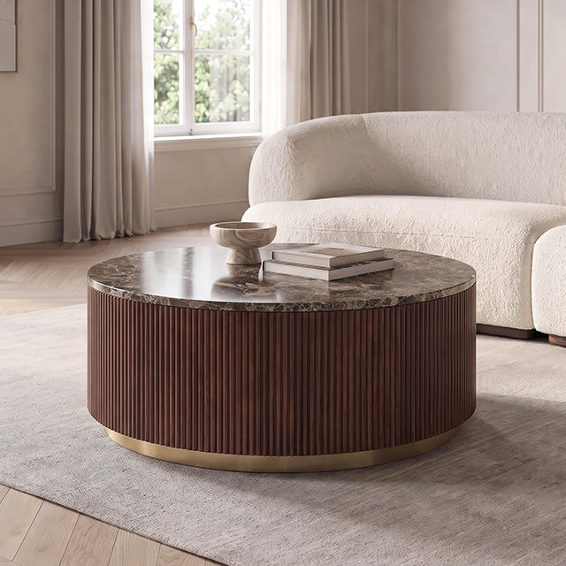 Virden Round Cocktail Table - Dark Brown