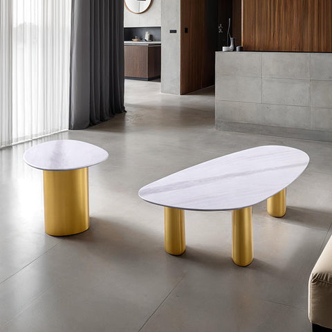 Northwich Side Table - White/Matte Gold