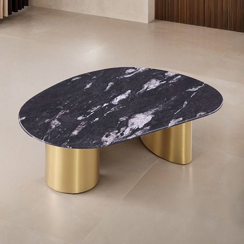 Northwich Oval Coffee Table - Black/Gray/Matte Gold